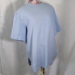 ALEXANDER WANG 100% Cotton Denim  Quarter Sleeve Boxy High Low High Neck Top